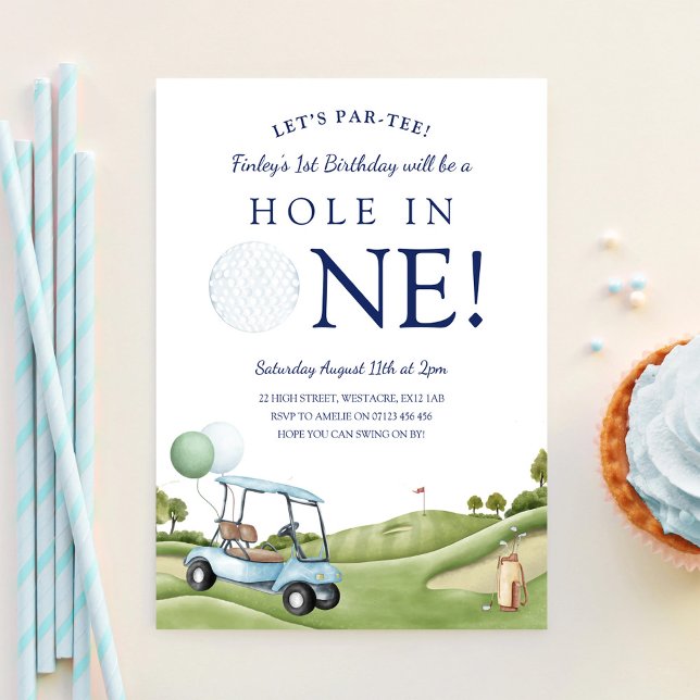 Convite Buraco Em Um Golfe Par-Tee Primeiro Aniversário (Criador carregado)