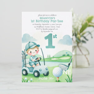 Convite Buraco em Um Menino do Golfe Aniversário de 1 Ano 