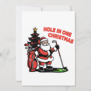 Convite Buraco em Um Natal Papai Noel Golfe Minigolfe
