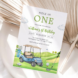 Convite Buraco Em Um Par-tee Golfe Menino 1º Aniversário C