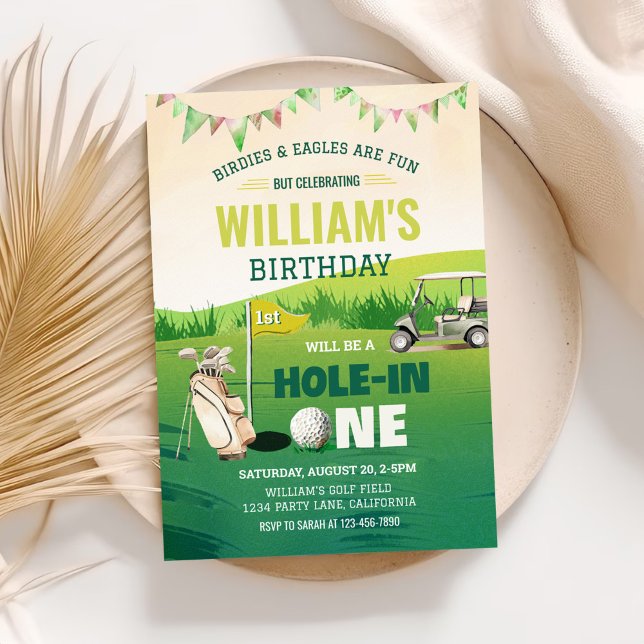 Convite Buraco em um primeiro aniversario de golfe (Criador carregado)