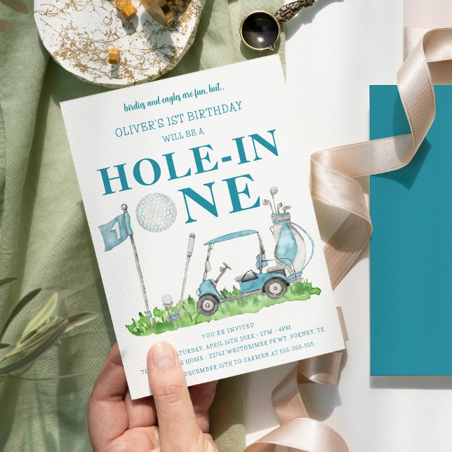 Convite Buraco em um primeiro aniversario de Golfe Par-tee (Criador carregado)