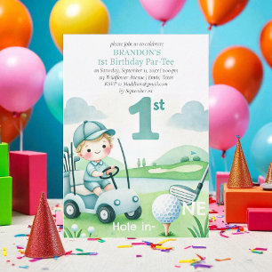 Convite Buraco em um primeiro aniversario de Golfe ParTee