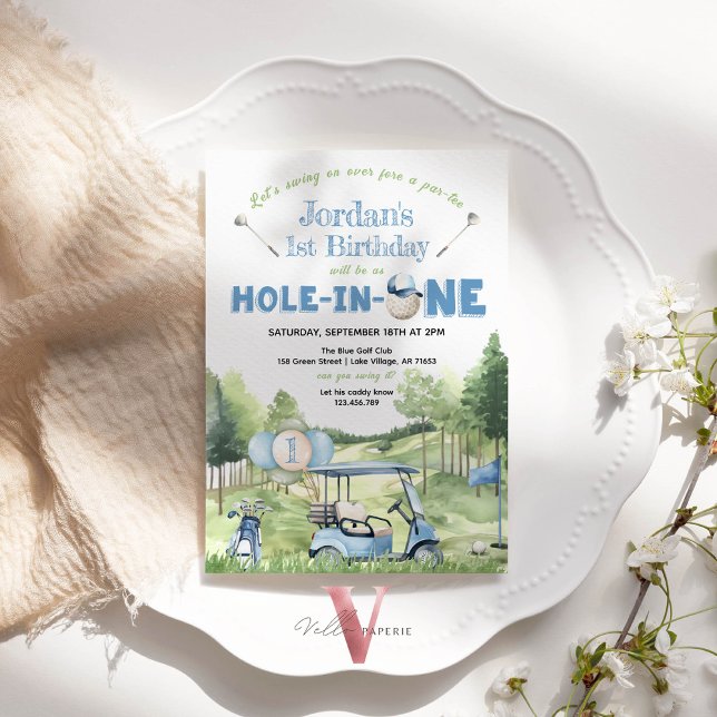 Convite BURACO EM UM, qualquer Idade, Mestre de Golfe, Con (Criador carregado)