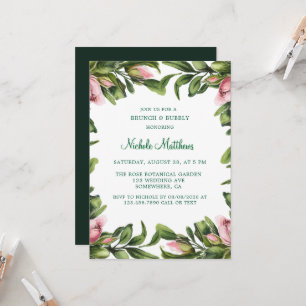 Convite Buraco rosa verde Elegante Brunch e Bubble