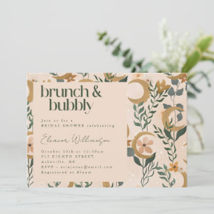 Convite Burbyl Floral Moon Brunbble, Boho Blush Minimalist