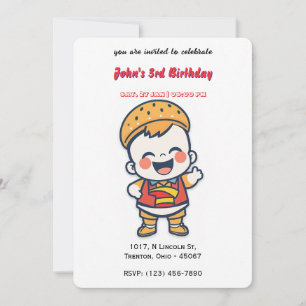 Convite Burger Baby Personated Birthday