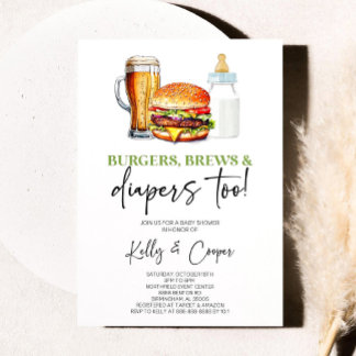 Convite Burgers, Brews e Fraldas também! Chá de fraldas Co