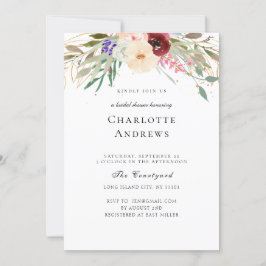 Convite Burgund, Blush, Chá de panela de Flor Verde