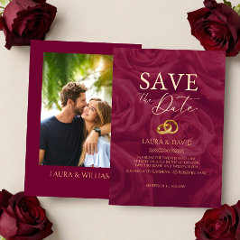 Convite Burgundy and gold elegant save the date wedding  