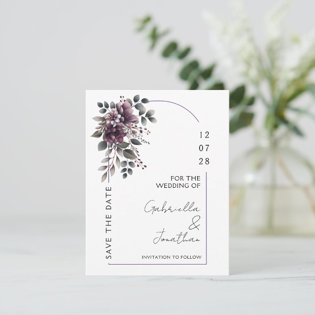 Convite Burgundy and Sage Arch Save the Date | Invitation (Criador carregado)