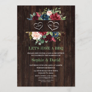 Convite Burgundy Blue Pink Floral Barn I DO CHURRASCO