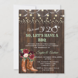 Convite Burgundy Blush Cowboy Rosa Boots depois que eu fa