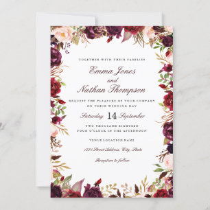 Convite Burgundy Blush Floral