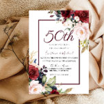 Convite Burgundy Blush Floral 50º Aniversário de Casamento<br><div class="desc">Burgundy Blush Floral 50º Aniversário de Casamento Ver coleção correspondente em Niche e nest store</div>