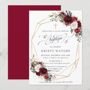 Convite Burgundy Blush Floral Greenerescência Floral Bapti