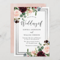 Burgundy Blush Flowers & Silver Spring Wedes