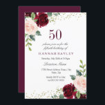 Convite Burgundy Blush Glitter 50ª Festa de aniversário<br><div class="desc">Burgundy Blush Glitter 50ª Festa de aniversário Também temos muitos outros convites e coleções.</div>