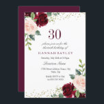 Convite Burgundy Blush Glitter aniversário de 30 anos<br><div class="desc">Festa Burgundy Blush Glitter aniversário de 30 anos Também temos muitos outros convites e coleções.</div>