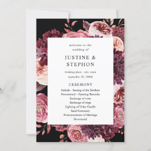 Convite Burgundy &Blush Pink 8B Cerimônia de Casamento Pro