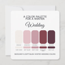 Convite Burgundy Blush Winter Wedding Palette 2026 Card
