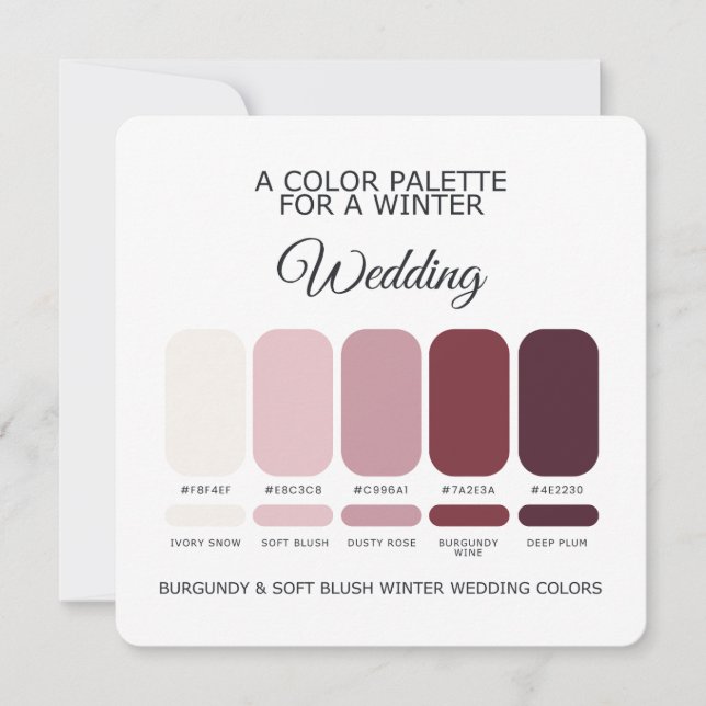 Convite Burgundy Blush Winter Wedding Palette 2026 Card (Frente)