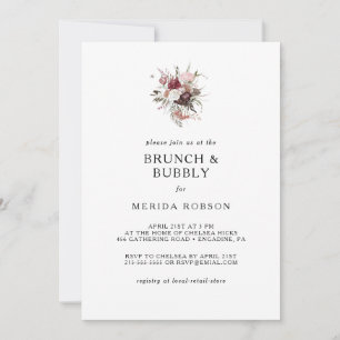 Convite Burgundy Boho Floral Brunch e Chá Bubble Invi