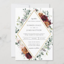 Burgundy Burnt Orange Blush Ivory Floral Casamento