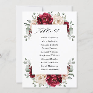 Convite Burgundy Champagne Ivory Mauve Rosa Seating Chart