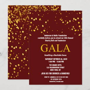 Convite Burgundy Charity Ball Corporate Fundraking Party