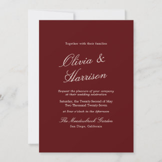 Convite Burgundy Classic Calligraphy Old Money