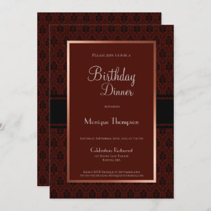 Convite Burgundy Damask Birthday - Janto