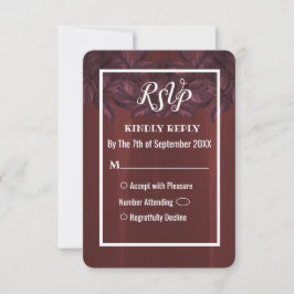 Convite Burgundy deixa placa RSVP de Casamento vintage Rus