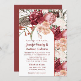 Convite Burgundy Dusty Rosa Ivory Peach Casamento Floral E