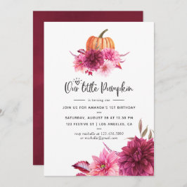 Convite Burgundy e Blush Autumn Fall Pumpkin Aniversário