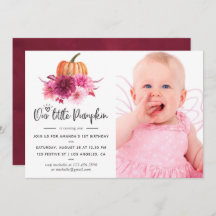 Burgundy e Blush Autumn Fall Pumpkin Aniversário