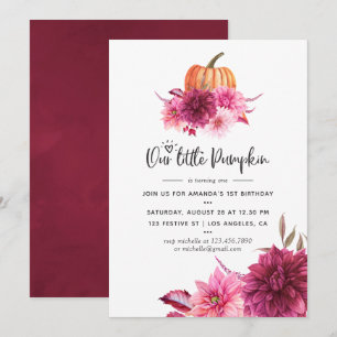 Convite Burgundy e Blush Outono Abóbora Aniversário