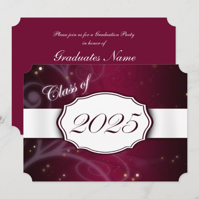 Convite Burgundy e Festa de formatura Branca 2025 (Frente/Verso)