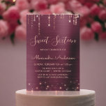Convite Burgundy e Rosa Dourado Doce Sessenta Aniversário<br><div class="desc">Brilhante e Rosa Dourada Luzes de Corda Sparkle são doces 16 Convites de aniversário para um Aniversário Elegante. Este é o perfeito 16 de aniversário convidado para uma elegante Festa de aniversário de Borgonha e Rosa Dourada Sparkle. Entre em contato com o designer para encontrar itens personalizados correspondentes.</div>