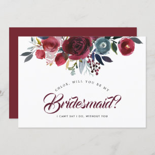 Convite Burgundy e Teal Você Será Minha Carta De Bridesmai