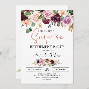 Convite Burgundy Elegant Script Surpresa Party