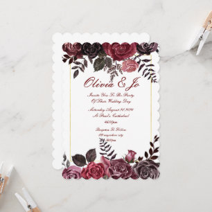 CONVITE BURGUNDY FALL FLORAL WEDDING