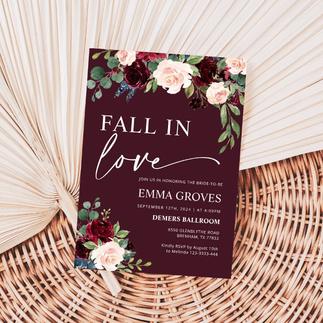 Convite Burgundy Fall in Love Chá de panela (Criador carregado)