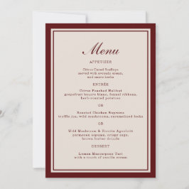 Convite Burgundy Fall Wedding Menu Card