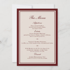 Convite Burgundy Fall Wedding Menu Card