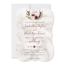 Burgundy Floral Antlers Calliografia Casamento Mar