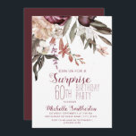 Convite Burgundy Floral Boho Vintage 60º Aniversário<br><div class="desc">Burgundy botânica e creme/floral branco de cor-de-água (rosas) e verde herbáceo elegante no convite de aniversário 60. O texto,  a fonte,  o tamanho e a cor da fonte são completamente personalizáveis,  de modo que este cartão pode ser projetado de acordo com as suas necessidades.</div>
