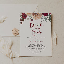 Convite Burgundy Floral Brunch com o Chá