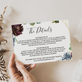 Convite Burgundy Floral & Greenery Detalhes do Casamento I