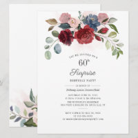 Burgundy Floral Greenery Surpresa 60º Aniversário